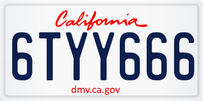 CA license plate 6TYY666