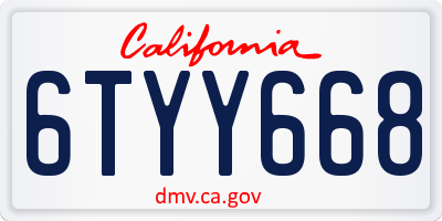 CA license plate 6TYY668