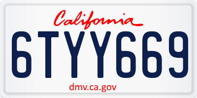 CA license plate 6TYY669