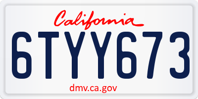 CA license plate 6TYY673