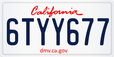 CA license plate 6TYY677