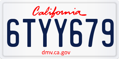 CA license plate 6TYY679