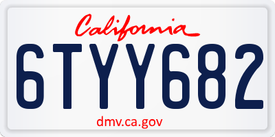 CA license plate 6TYY682