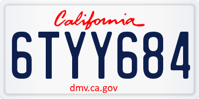 CA license plate 6TYY684