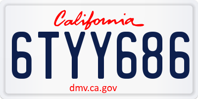 CA license plate 6TYY686