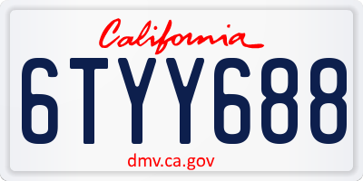 CA license plate 6TYY688