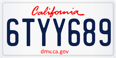 CA license plate 6TYY689