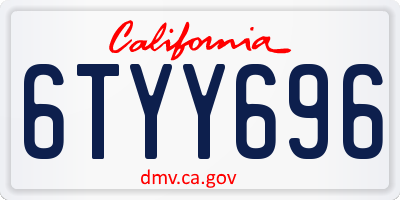 CA license plate 6TYY696