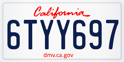 CA license plate 6TYY697