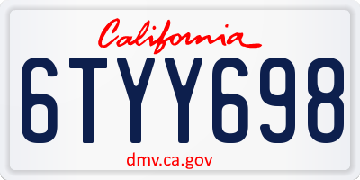 CA license plate 6TYY698