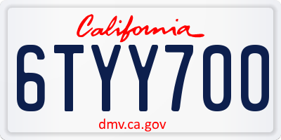 CA license plate 6TYY700