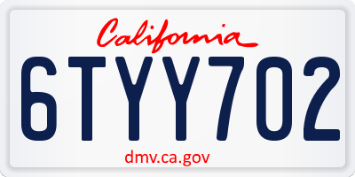CA license plate 6TYY702