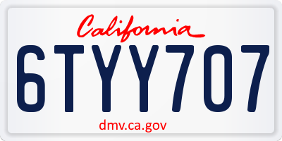 CA license plate 6TYY707