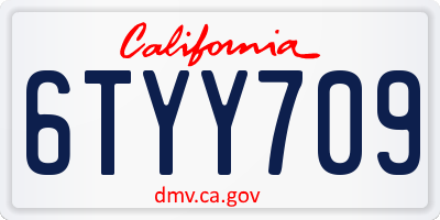 CA license plate 6TYY709