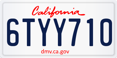 CA license plate 6TYY710