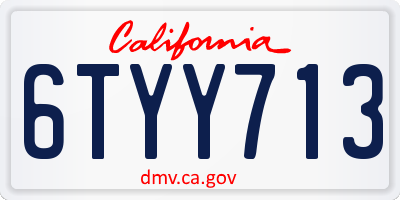 CA license plate 6TYY713
