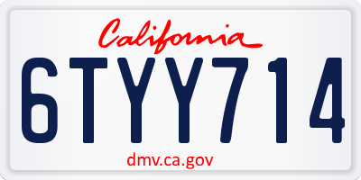 CA license plate 6TYY714