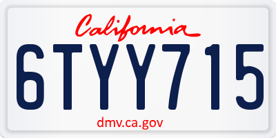 CA license plate 6TYY715