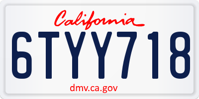 CA license plate 6TYY718