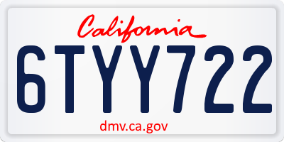 CA license plate 6TYY722