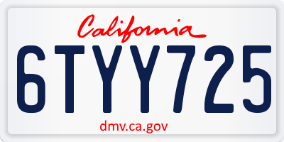 CA license plate 6TYY725
