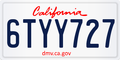 CA license plate 6TYY727