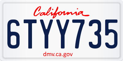 CA license plate 6TYY735