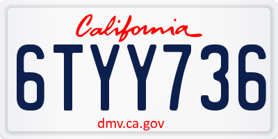 CA license plate 6TYY736