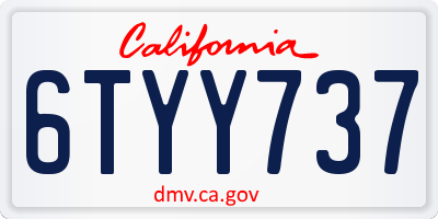 CA license plate 6TYY737