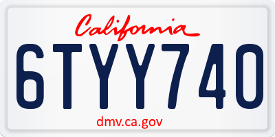 CA license plate 6TYY740