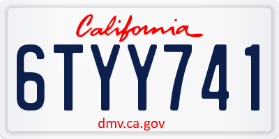 CA license plate 6TYY741