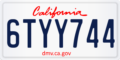 CA license plate 6TYY744