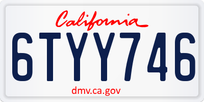 CA license plate 6TYY746