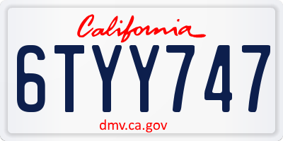 CA license plate 6TYY747