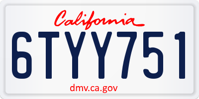 CA license plate 6TYY751