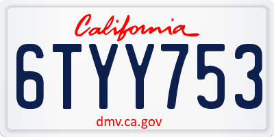 CA license plate 6TYY753