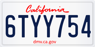 CA license plate 6TYY754