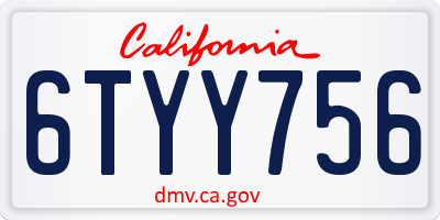 CA license plate 6TYY756