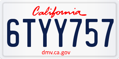 CA license plate 6TYY757