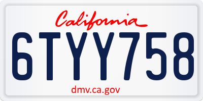 CA license plate 6TYY758