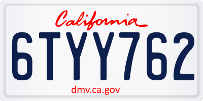 CA license plate 6TYY762
