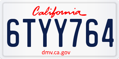 CA license plate 6TYY764