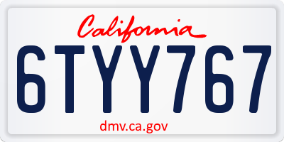 CA license plate 6TYY767