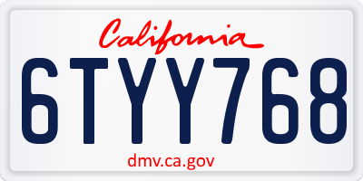 CA license plate 6TYY768