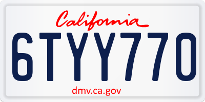 CA license plate 6TYY770