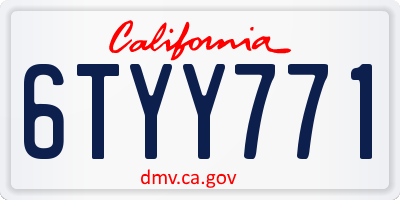 CA license plate 6TYY771