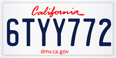 CA license plate 6TYY772