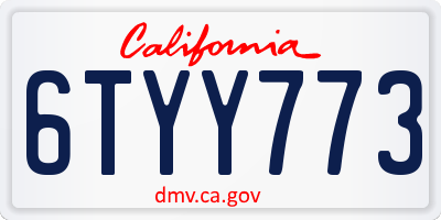 CA license plate 6TYY773
