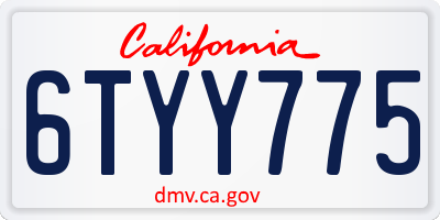 CA license plate 6TYY775