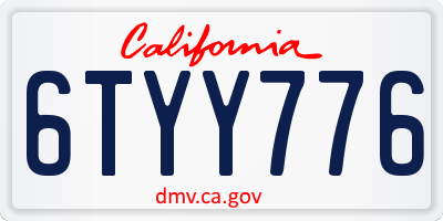 CA license plate 6TYY776